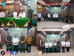 Bupati Halut Menandatangani Kontrak Cetak  Sawah Provinsi Maluku Utara Tahun 2026 di Ambon. 